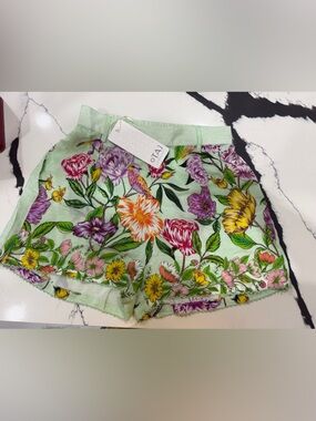 TAJ by Sabrina Crippa Floral Mint High-Waist Shorts